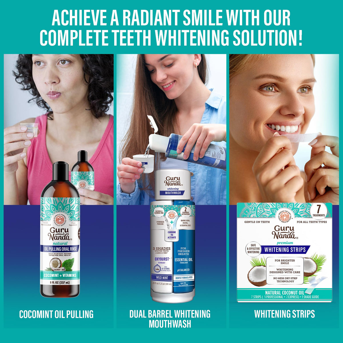 GuruNanda Total Smile Makeover Oral Care Kit, Teeth Whitening Kit(Regular)