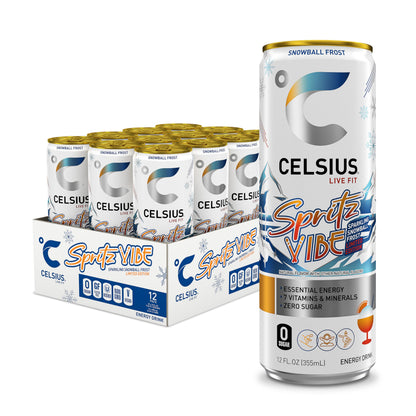 CELSIUS RETRO VIBE Sparkling Sherbet Slush, Sugar Free Energy Drink, 12 Fl Oz (Pack of 12)
