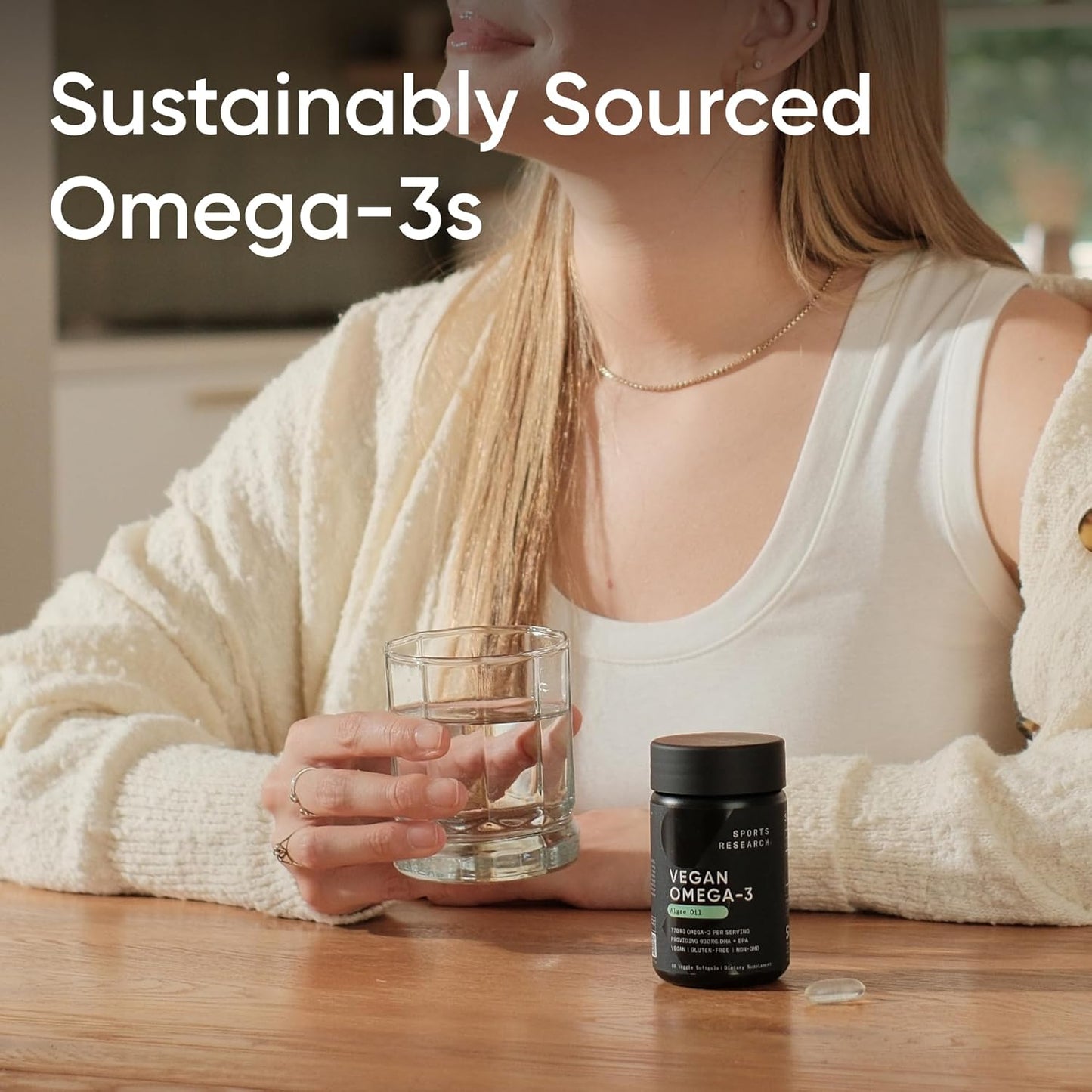 Sports Research Vegan Omega-3 Fish Oil Alternative from Algae Oil - Highest Levels of Vegan DHA & EPA Fatty Acids | Non-GMO Tested & Vegan Certified - 60 Veggie Softgels (Carrageenan Free)