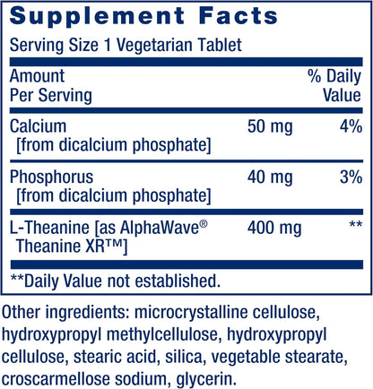 Life Extension Theanine XR™ Stress Relief – L-Theanine – Promotes a Calm Response to Daytime Stress – Non-GMO, Gluten-Free, Vegetarian – 30 Tablets