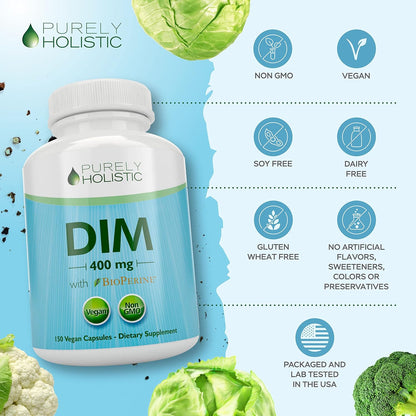 Purely Holistic Dim 400mg & Bioperine + Vitex Chaste Berry 650mg Bundle - 270 Vegan Capsules - Made in the USA
