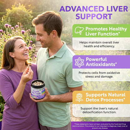 USDA Organic Milk Thistle | 80% Silymarin Flavonoids | 35:1 Extract | 120ct