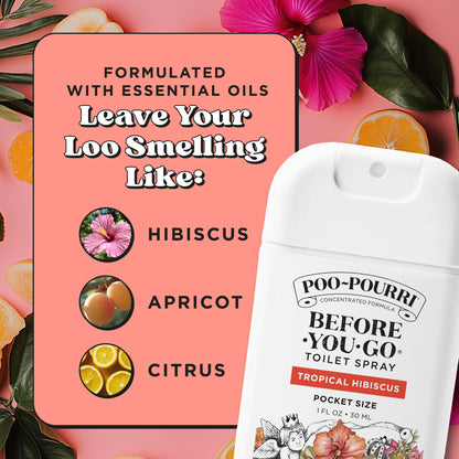 Poo-Pourri Before-You-Go Toilet Spray, Tropical Hibiscus, 2 Fl Oz - Hibiscus, Apricot and Citrus