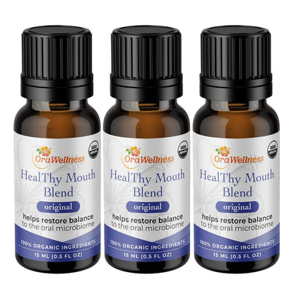 OraWellness Healthy Mouth Blend Tooth Oil 3 Pack + BrushEco Bamboo Toothbrush with 3 Rows