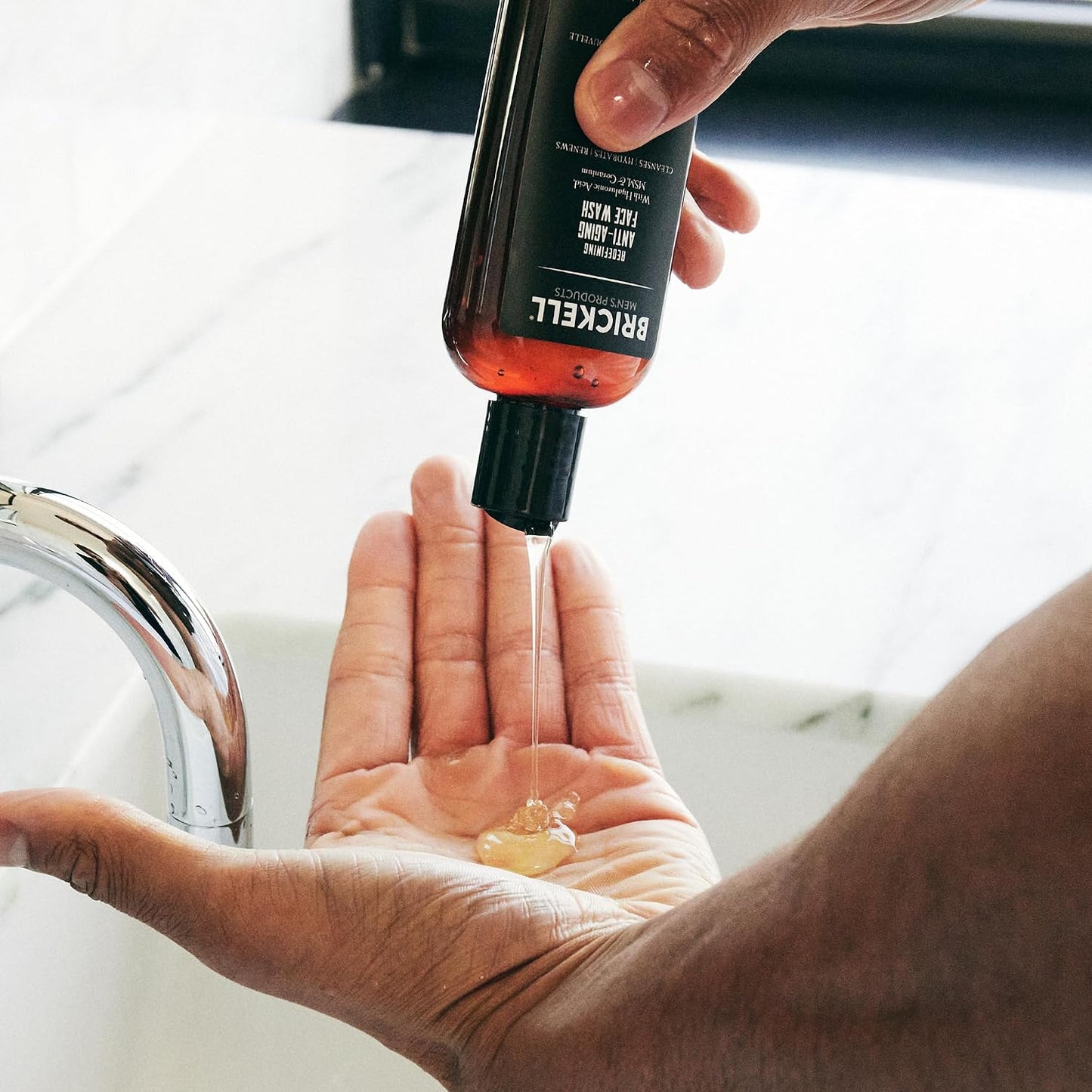 Brickell Men's Redefining Anti-Aging Face Wash For Men, Foaming Gel Face Wash Firms & Plumps Skin to Reduce Signs of Aging, With Hyaluronic Acid, Vitamin E, and Vitamin C, 4oz, Scented