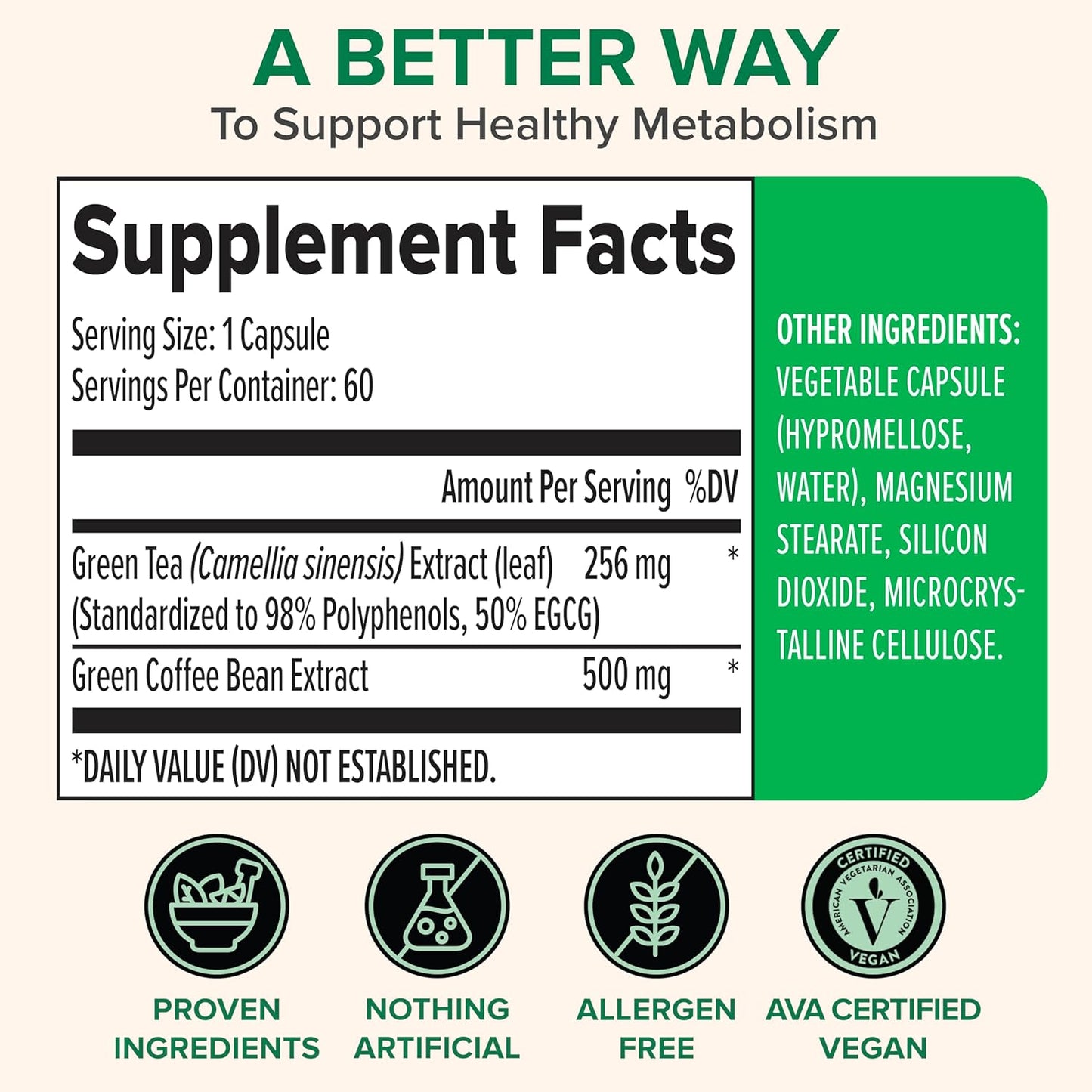 Zenwise Health Green Coffee Bean, Green Tea Extract Capsules - 60 CT | Capsules, 50% EGCG, 98% Polyphenols, Coffee Bean Extract, Antioxidant, Heart Brain & Metabolism Support