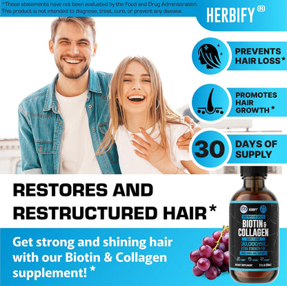 HERBIFY Bundle - Mullein Leaf Extract & Biotin and Collagen - Respiratory Support & Hair Skin and Nails Vitamins Support