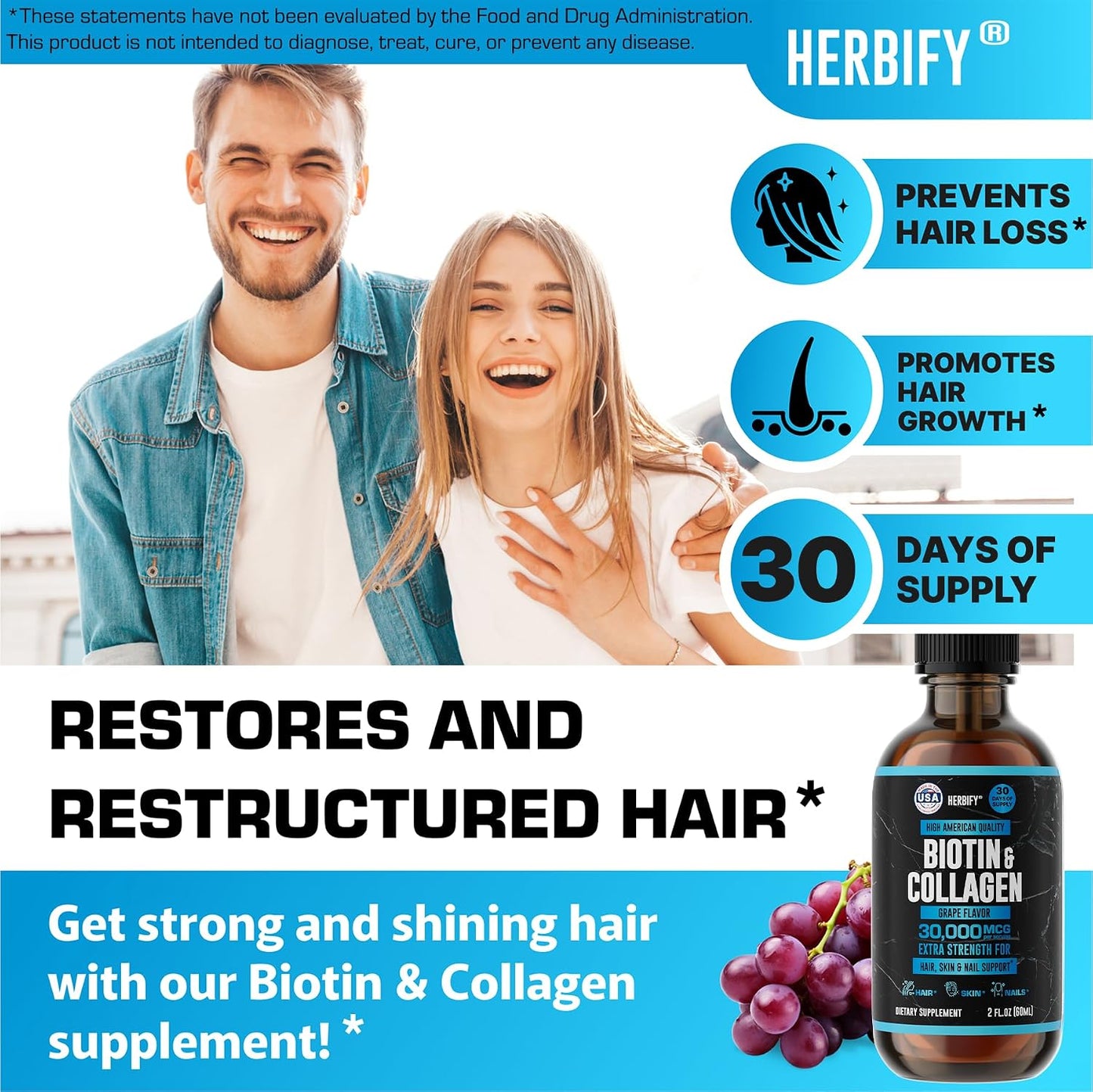 HERBIFY Bundle - Lions Mane Drops & Biotin and Collagen - Brain, Hair, Skin & Nails Support