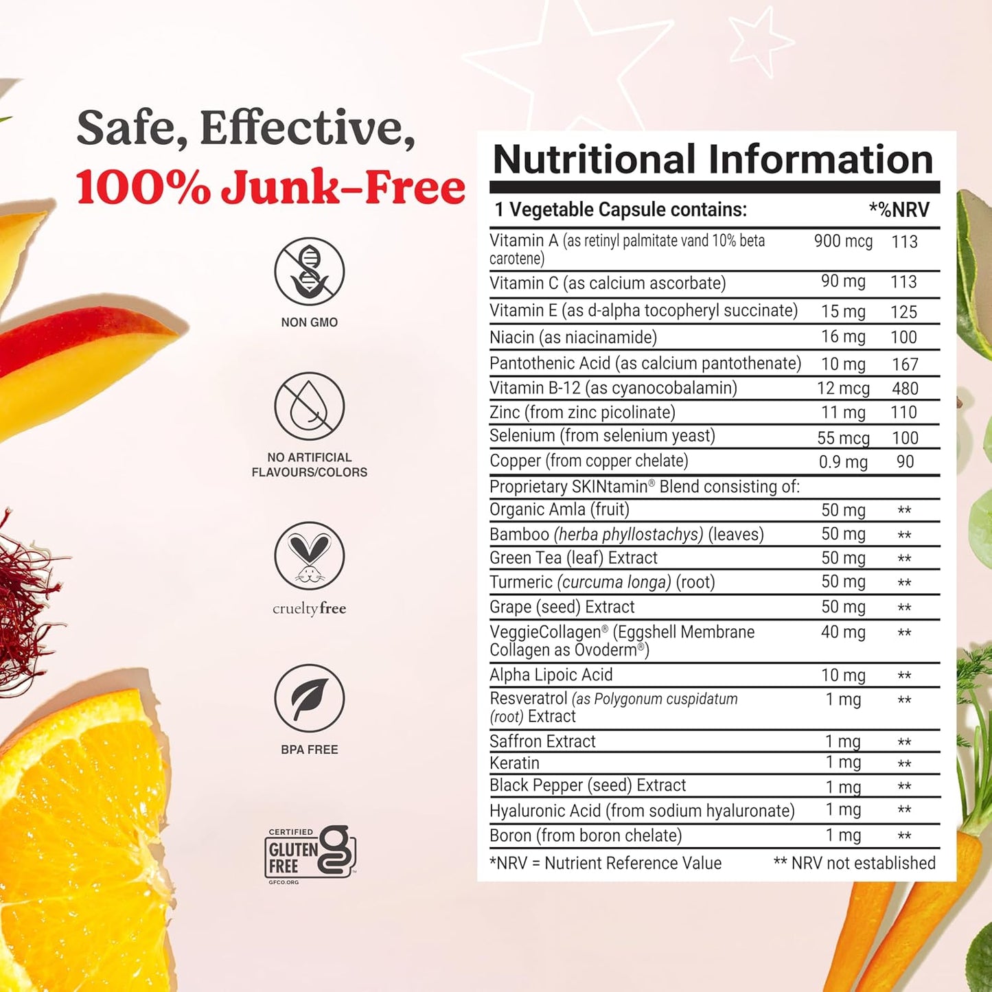 SKINtamin Vegetarian Collagen Pills | Best Collagen Supplements for Women to Support Skin Firmness and Wrinkles | Skin Supplement Formulated to Help Reduce Blemishes