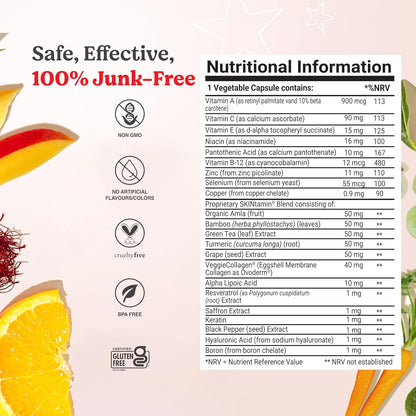 SKINtamin Vegetarian Collagen Pills | Best Collagen Supplements for Women to Support Skin Firmness and Wrinkles | Skin Supplement Formulated to Help Reduce Blemishes