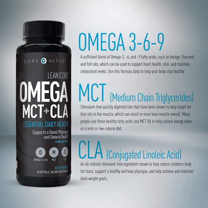 Lean CORE Omega MCT + CLA - Stimulant Free Health Formula, Lean Muscle & Toned