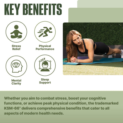 NutraBio Ashwagandha KSM-66 | Ashwagandha Herbal Supplement for Stress, Mood, & Performance | 600 MG of Clinically Studied KSM66 60 Capsules