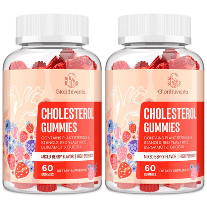 Cholesterol Supplement with Plant Sterols & Stanols, Guggul, Bergamot Orange Extract, Red Yeast Rice, Plant Sterols Complex Gummies, Mixed Berry Flavor, 60 Counts
