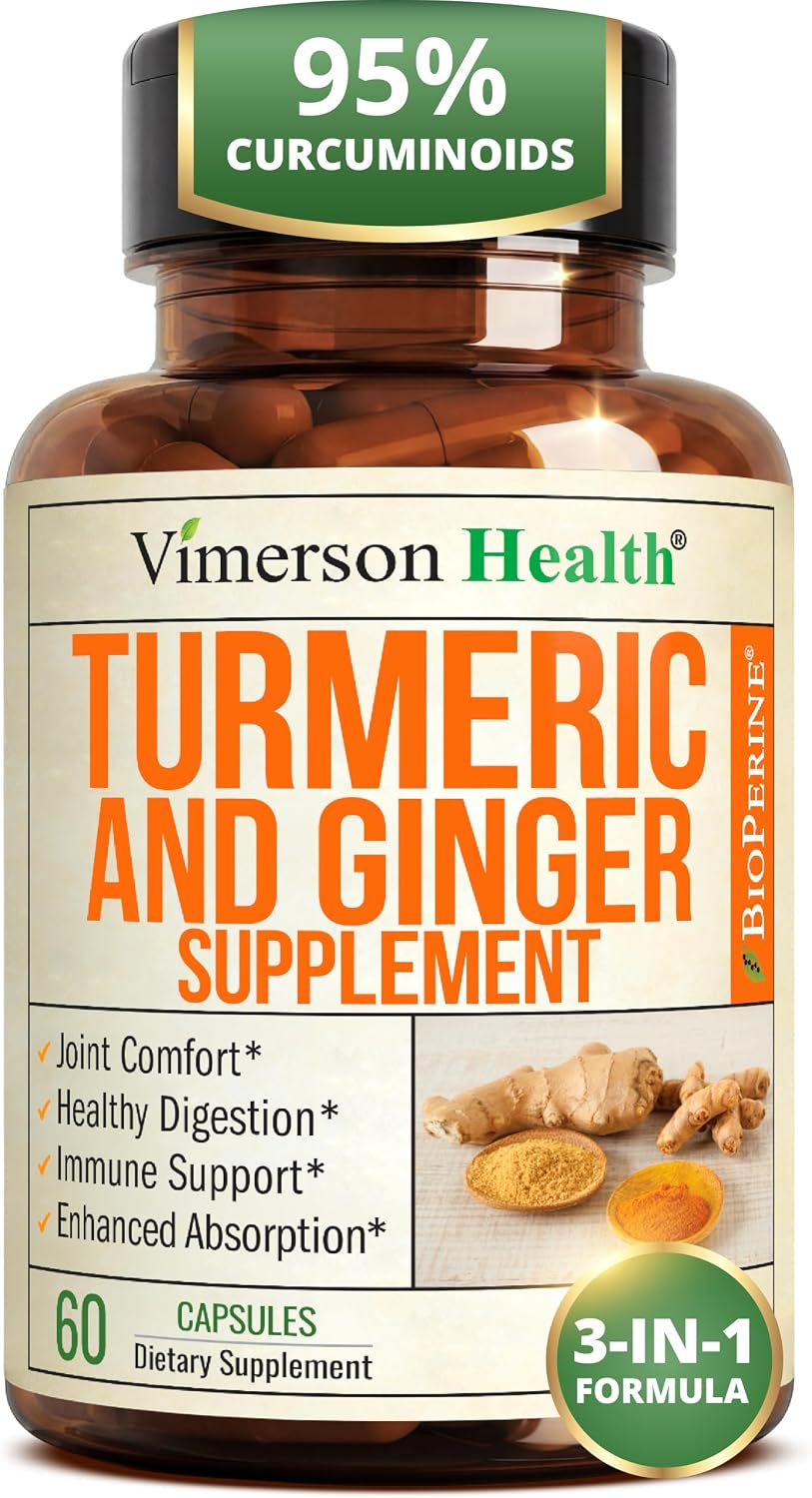Turmeric and Ginger Supplement – Inflammation & Joint Support. 60 Capsules