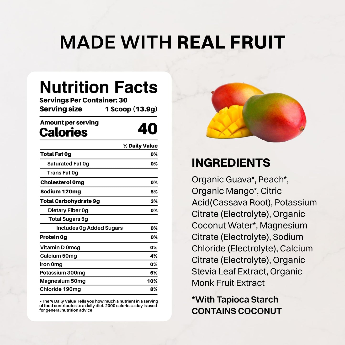 Blue Hawaiian Electrolytes Drink Mix | 30 Servings | Organic Coconut Water, Spirulina & 5 Key Electrolytes