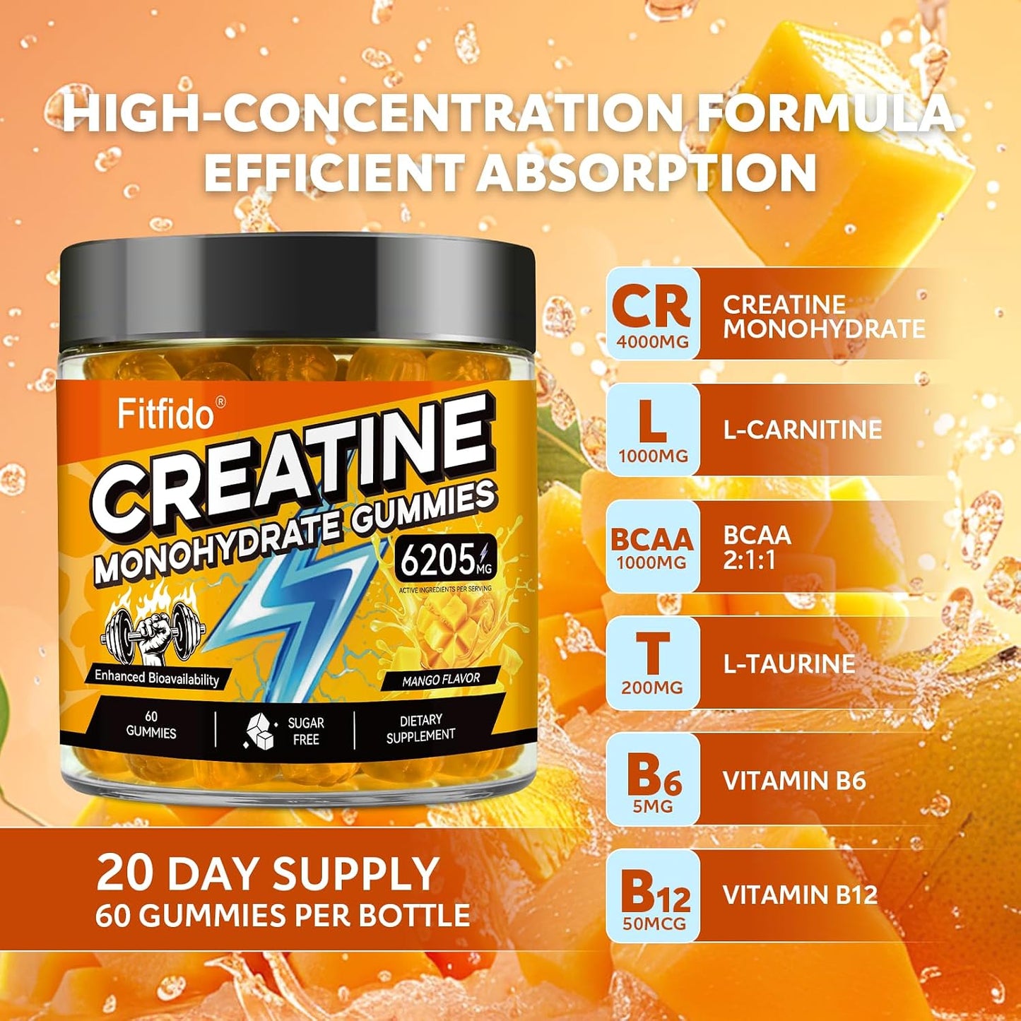 Creatine Monohydrate Gummies in Multiple Flavors – Support for Muscles, Strength & Wellbeing – Vegan, Sugar Free, 2-Pack Supplement Bundle
