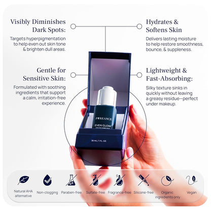 PUREANCE Even Glow - Organic Vitamin C Serum for Dark Spots on Face | Dark Spot Corrector & Remover for Face & Body - Kakadu Plum Extract, Maple Leaf Extract, Aloe Leaf Juice & More - 1 Fl Oz