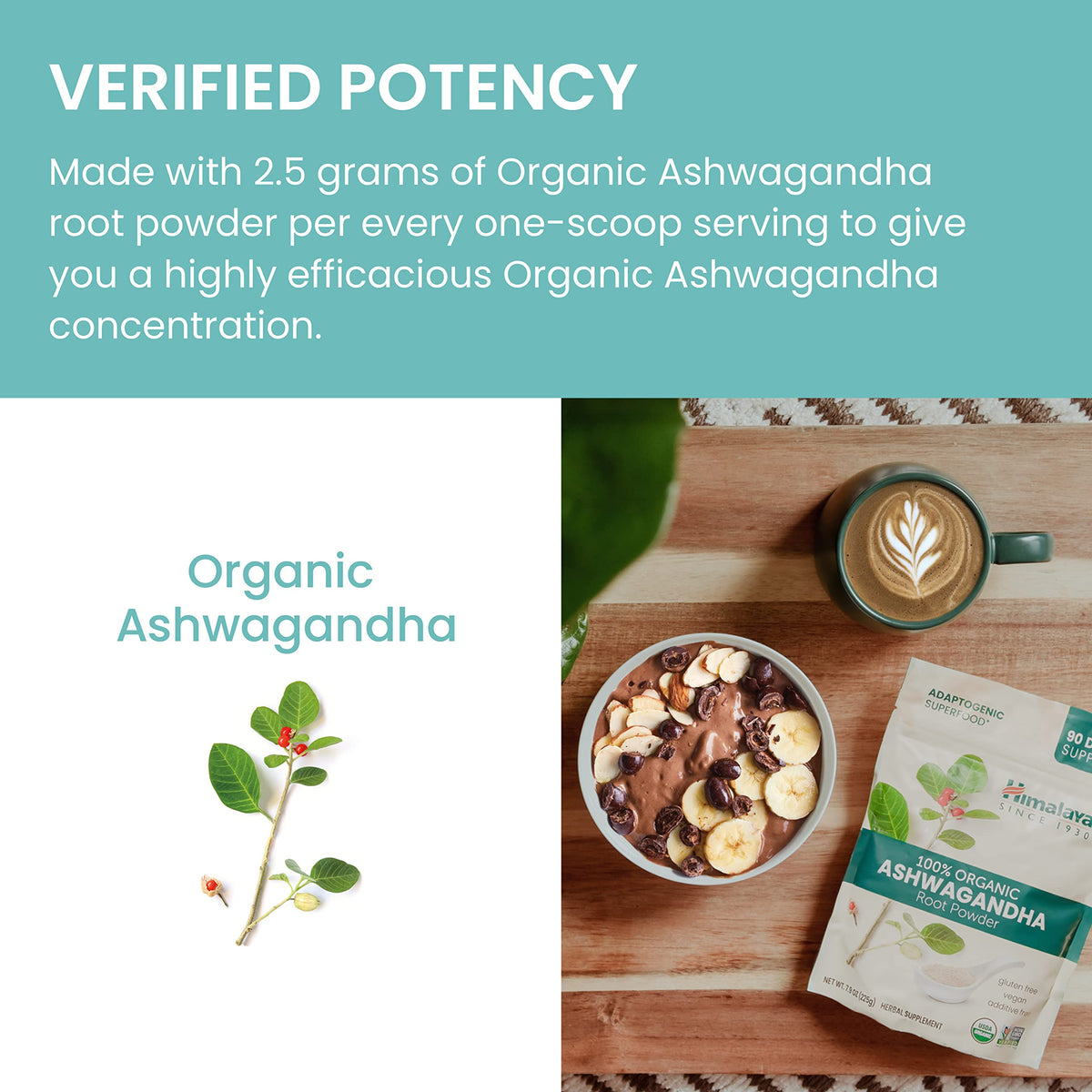 Himalaya USDA Organic Ashwagandha Root, 670 mg, 60 Day Supply, 60 Caplets