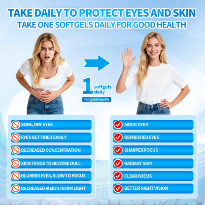 14-in-1 Astaxanthin 12mg & Lutein 40mg with Zeaxanthin Supplements, 6 Month Supply, Fresh Microalgae Source, Supports Eye, Skin, Antioxidant, Joint, Circulatory Health Non-GMO Gluten Free 180 Softgels