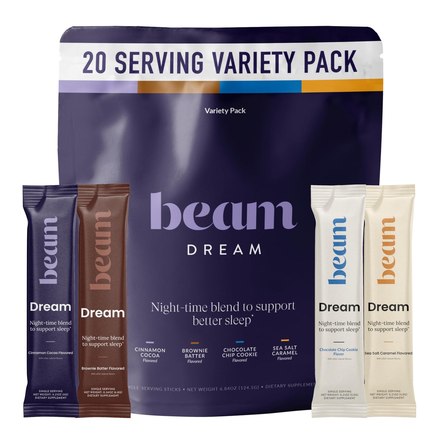 BEAM Dream Sleep Powder – Magnesium Sleep Aid for Adults with Melatonin, L-Theanine, Reishi Mushroom & Apigenin, Sleep Supplement, Sleep Cocoa Hot Chocolate Drink Mix, Brownie Batter, 30 Servings