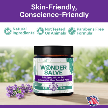 Wonder Salve – Drawing Salve Maximum Strength for Irritated & Flare-Prone Skin, Boils, Cyst, HS, Hemorrhoids, Ingrown Hair, Bumps, Anti-Chafing with Natural Propolis and Egg Yolk Extract, 1 oz