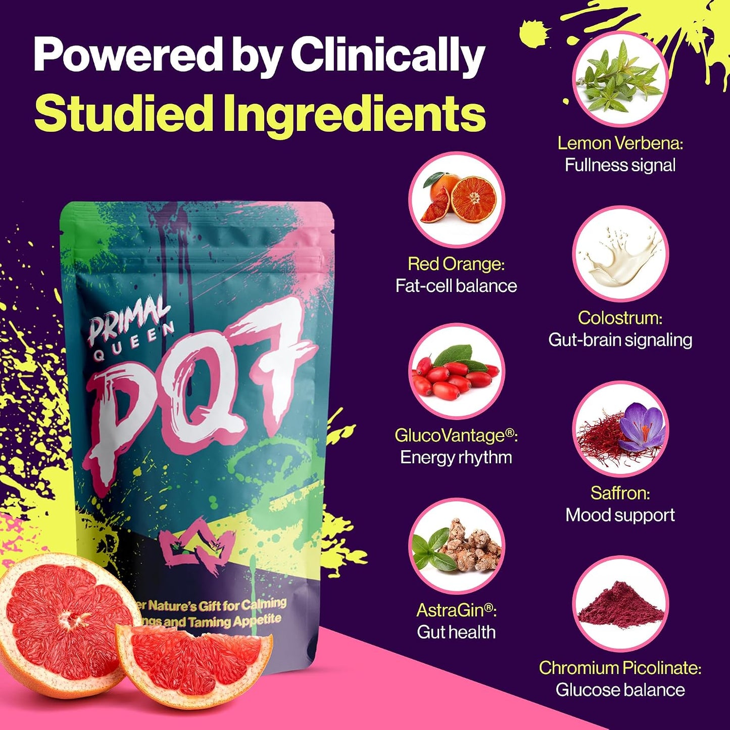 Primal Queen PQ7 Appetite Control, Cravings, Hunger & Fullness, 60 Capsules | Stimulant-Free Daily Formula for Women to Help Curb Snacking and Stay Satisfied