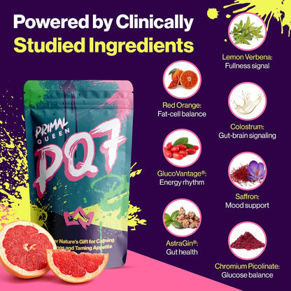 Primal Queen PQ7 Appetite Control, Cravings, Hunger & Fullness, 60 Capsules | Stimulant-Free Daily Formula for Women to Help Curb Snacking and Stay Satisfied