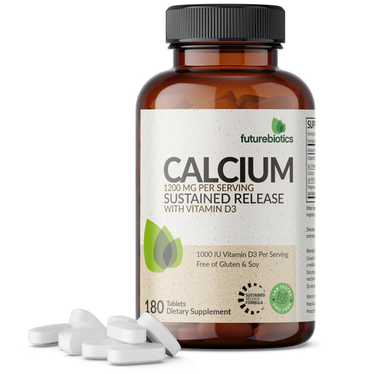 Futurebiotics Calcium 1200 MG Per Serving Sustained Release with Vitamin D3 1000 IU Per Serving Non-GMO, 90 Vegetarian Tablets