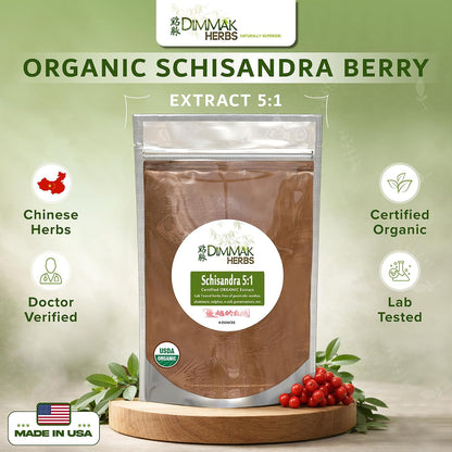 Organic Schisandra Berry Extract 5:1 (Wu Wei Zi)- The Five Flavor Adaptogen for Liver Detox, Glowing Skin & Mental Focus- Stress Relief Tonic (4oz)
