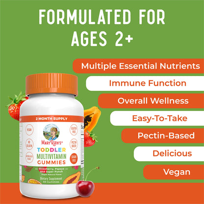 MARYRUTH'S Kids Vitamins | Multi | Sugar Free | 2 Month Supply | Kids Multivitamin Gummies for Ages 2+ | Vegan | Only 1 Gummy a Day | 60 Count