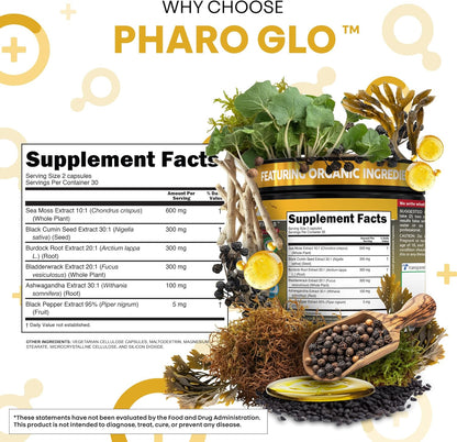 Clean Nutra Black Seed Oil Capsules + Sea Moss Ashwagandha Burdock Root Bladderwrack Seaweed Skin Detox Stress Relief Immune Support Focus Supplement Nigella Sativa 60 Pills