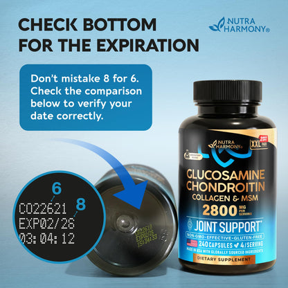 Glucosamine Chondroitin MSM Collagen | HSA | FSA Approved Product Items | Joint & Cartilage Support Supplement 2800 mg | Flexibility Nutritional Vitamins | Lab Tested | For Men & Women | 120 Capsules