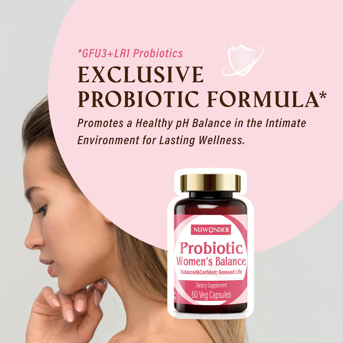 NUWONDER Women's probiotic - Natural Vaginal Support Supplement, Balanced & Confident
