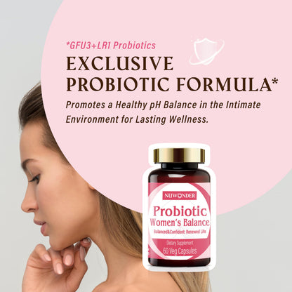 NUWONDER Women's probiotic - Natural Vaginal Support Supplement, Balanced & Confident