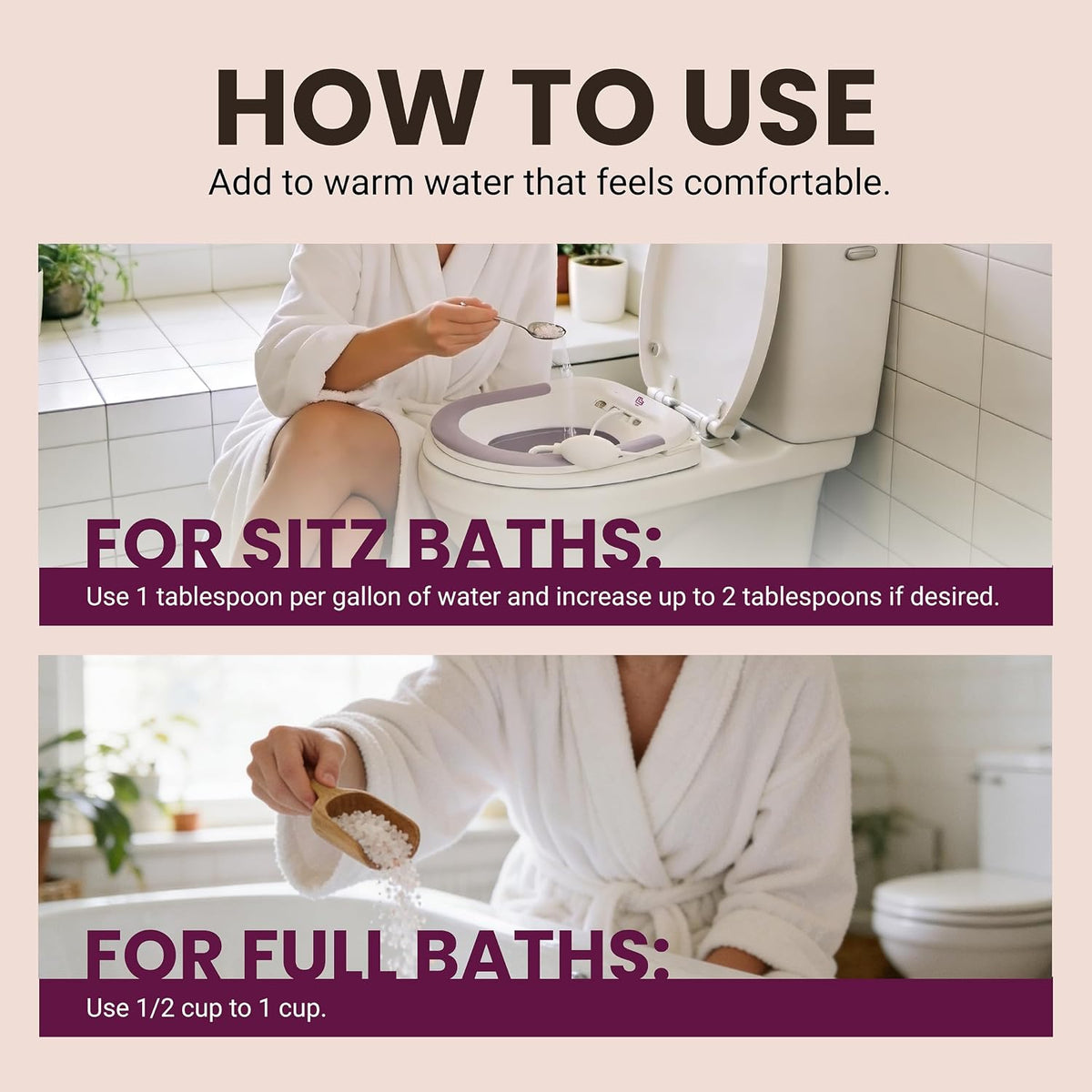 M3 Sitz Bath Soak for Postpartum & Hemorrhoid Care with Magnesium, 32 oz