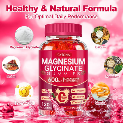 Magnesium Glycinate Gummies 600mg, Sugar Free Magnesium Gummies for Adults