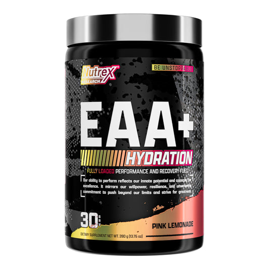 Nutrex Research EAA Hydration | EAAs + BCAA Powder | Muscle Recovery, Strength, Muscle Building, Endurance | 8G Essential Amino Acids + Electrolytes | Strawberry Watermelon 30 Serving