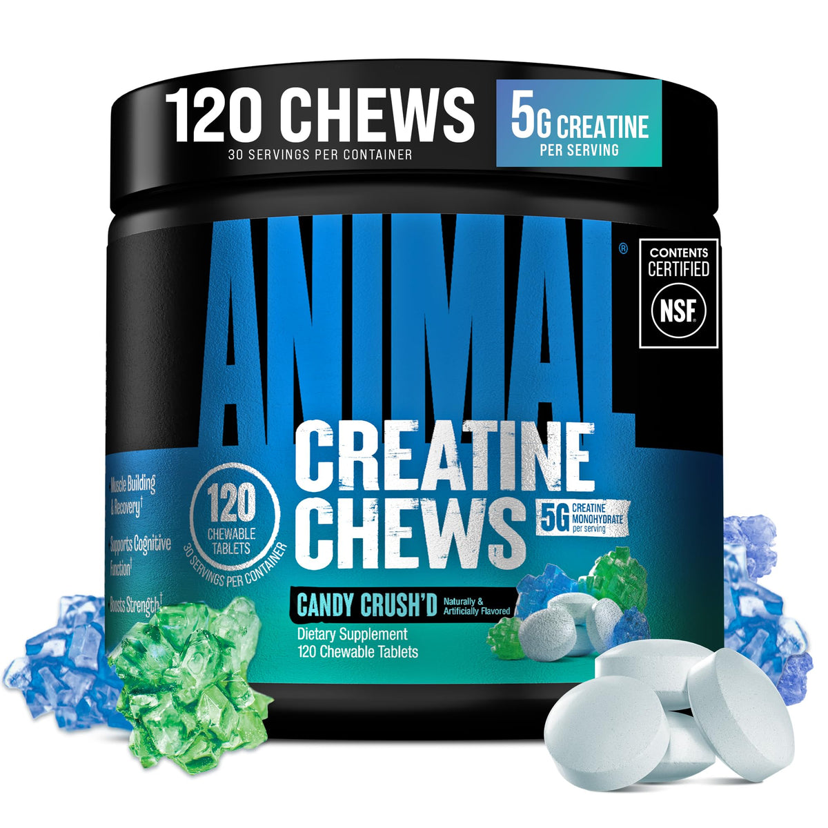 Animal Creatine Monohydrate Chews for Men & Women | Fruit Punch 120 Count