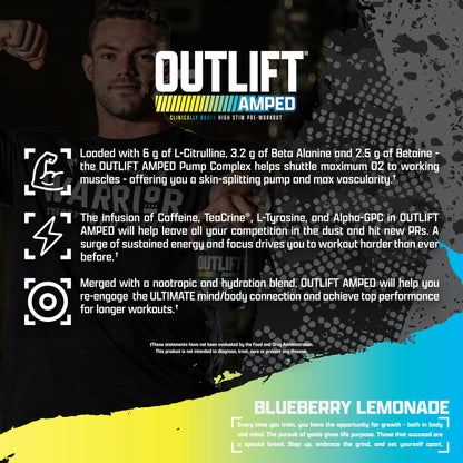 OUTLIFT Amped Max Dosed Pre Workout Powder, 6G Citrulline, 3.2G Beta Alanine
