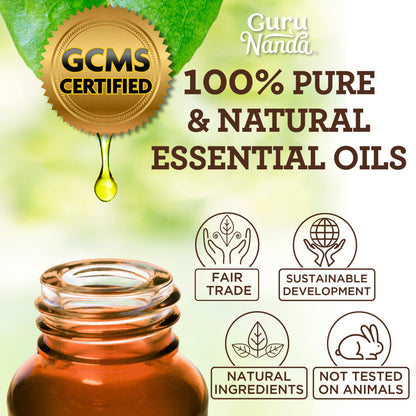GuruNanda Essential Oils Set – 6 Pack (10mL Each), Lavender, Peppermint, Eucalyptus, Lemongrass, Grapefruit & Ylang Ylang, 100% Natural Aromatherapy Oils for Diffuser, Massage & DIY Candle Making