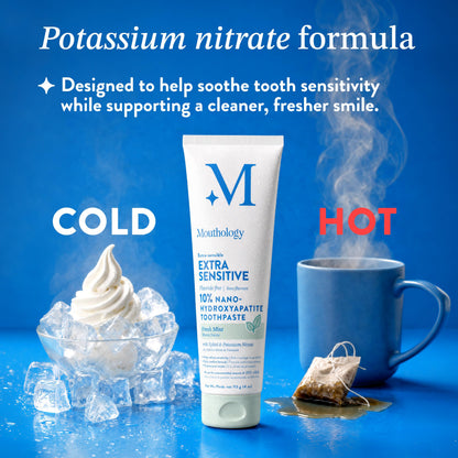 Mouthology 10% Nano Hydroxyapatite Toothpaste Fluoride Free, Whitening*, Rod Shaped nHA, Xylitol Toothpaste for Adults, Enamel Care*, Sensitive Teeth*, SLS Free, Mint 4oz (USA Made) Package May Vary