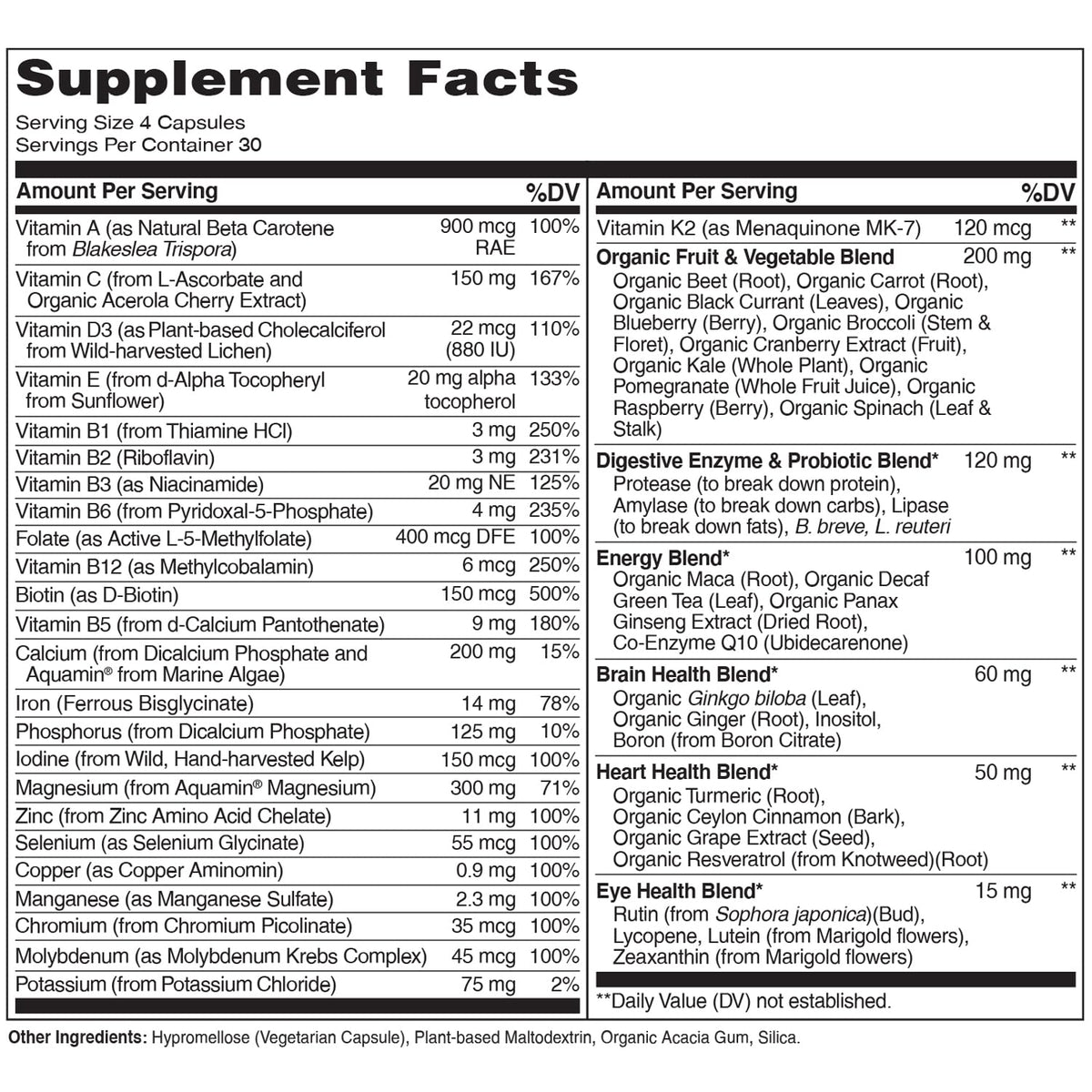 NATURELO Whole Food Multivitamin for Women - with Vitamins, Minerals, & Organic