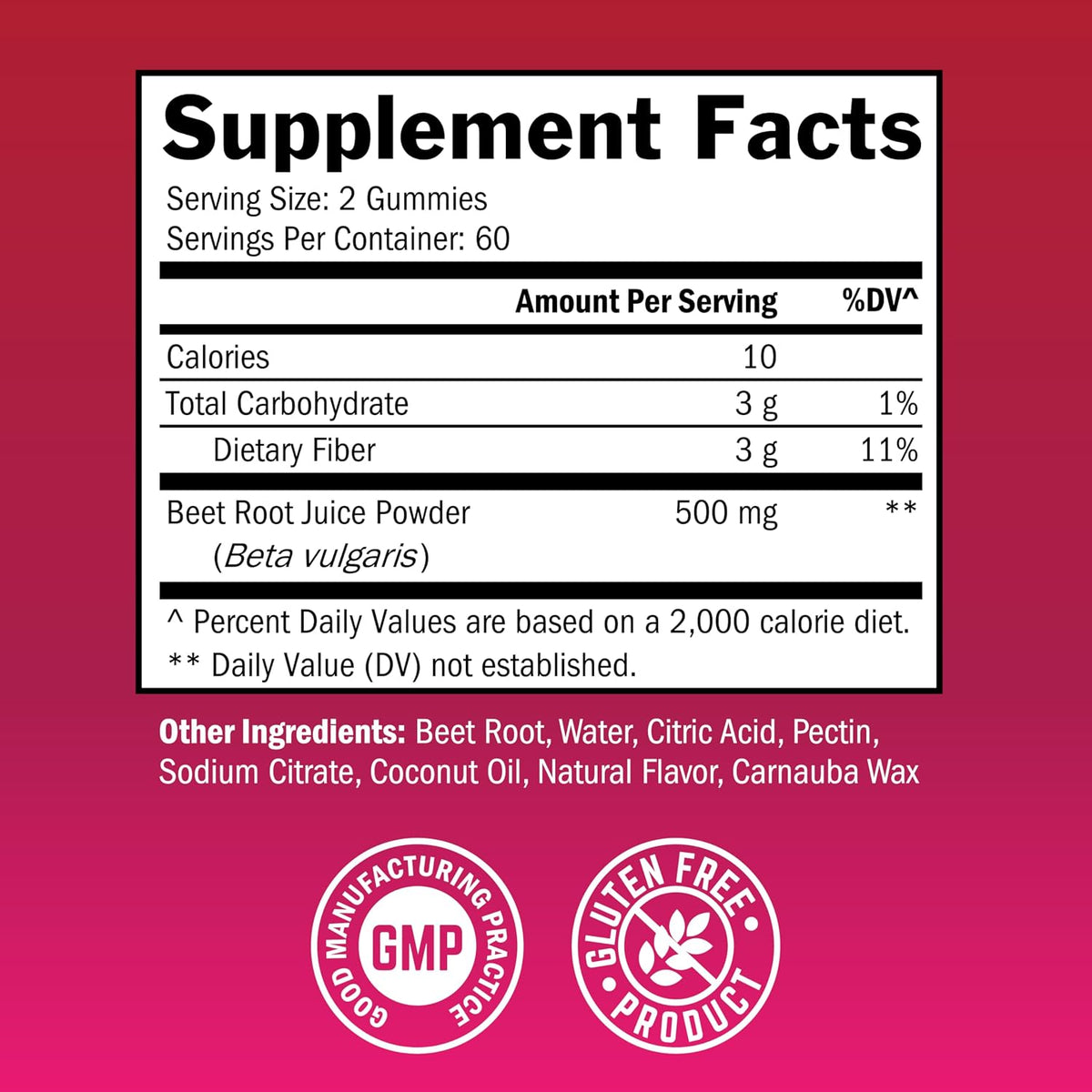 Sugar Free Beet Root Gummies - Strawberry Flavor, 120 Count