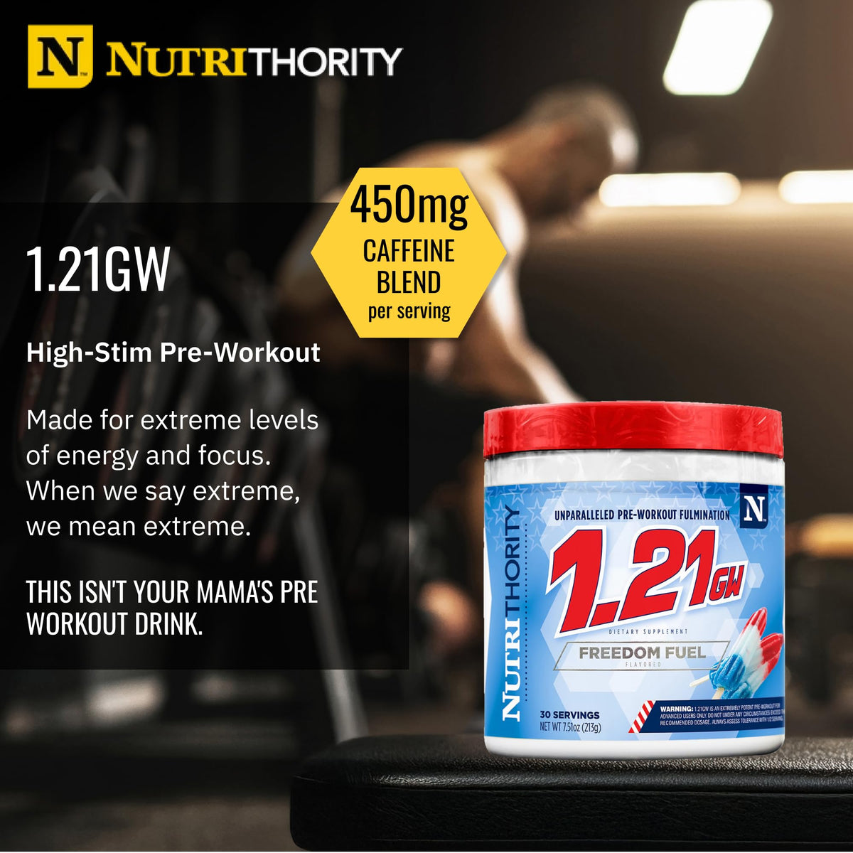 Nutrithority - 1.21GW High Stim Pre Workout Powder for Men (Hawaiian Tango)