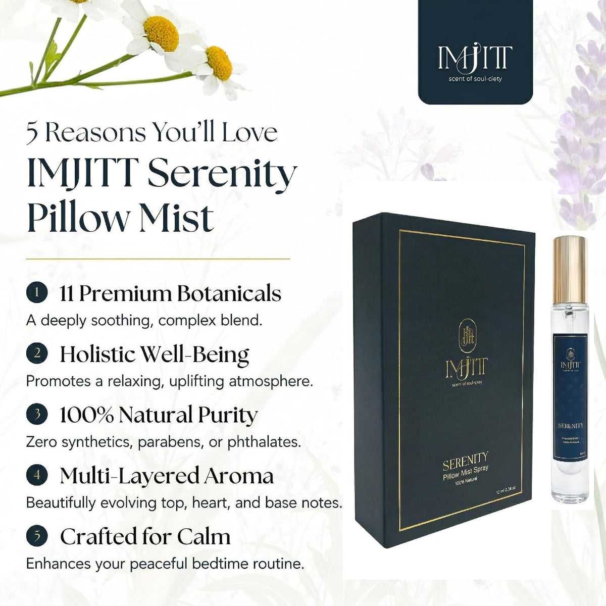 Serenity deep sleep pillow spray - 100% Natural Blend of 11 Essential Oils with Lavender & Chamomile. Calming aromatherapy pillow spray for sleeping to create a relaxing atmosphere (10ml)