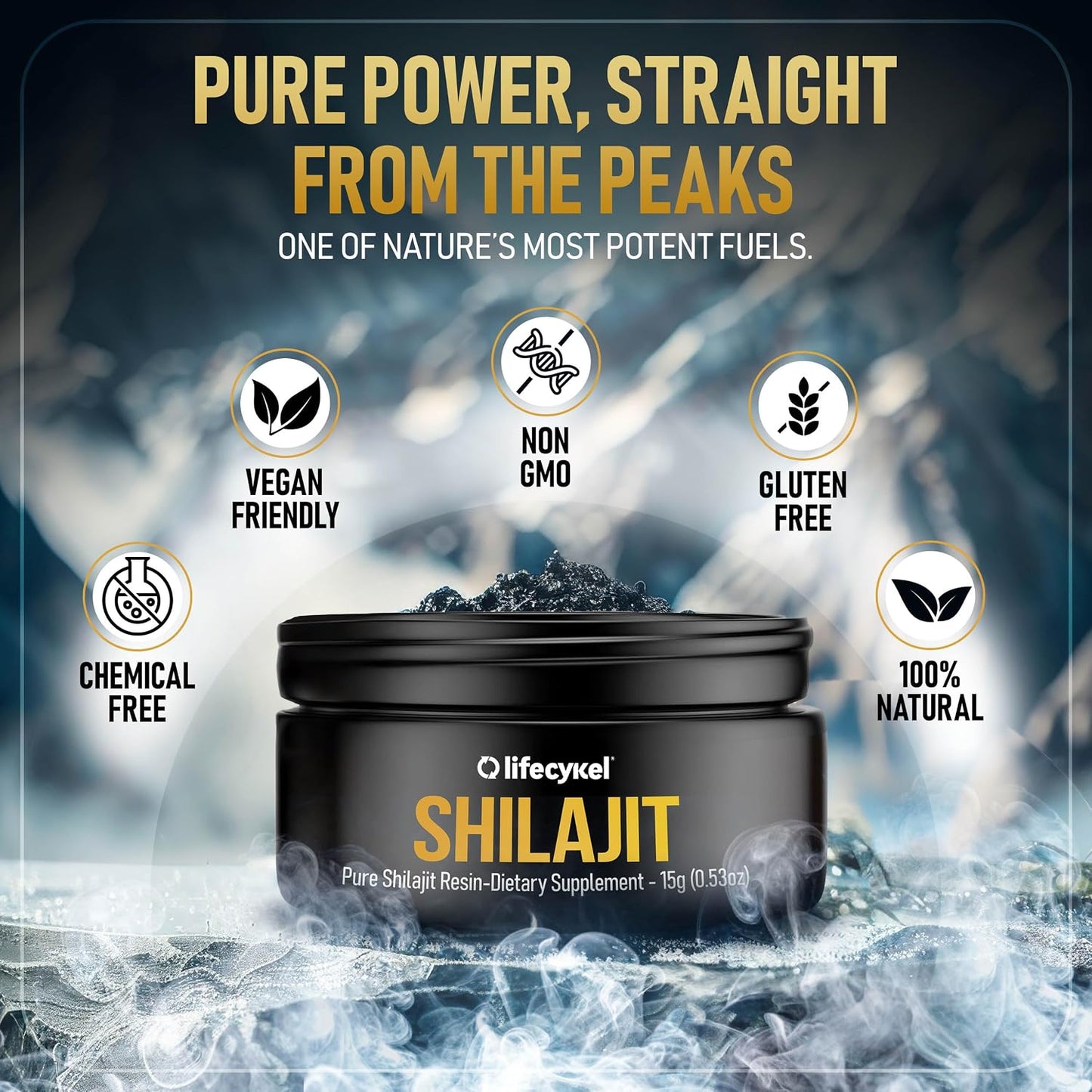 Lifecykel Pure Shilajit Resin – 15g | Wild-Harvested, Mineral-Rich Shilajit Supplement for Strength | Third-Party Tested, Premium Quality | Natural Flavouring