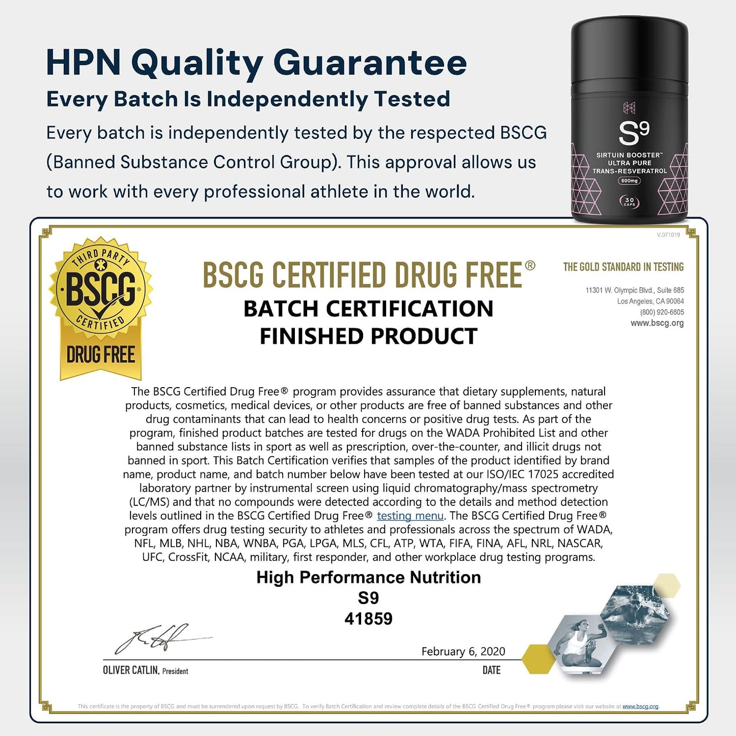 HPN S(9) Sirtuin Booster Ultra Pure Trans Resveratrol Healthy Aging Antioxidant Supplement, High Performance Nutrition, 30 Capsules