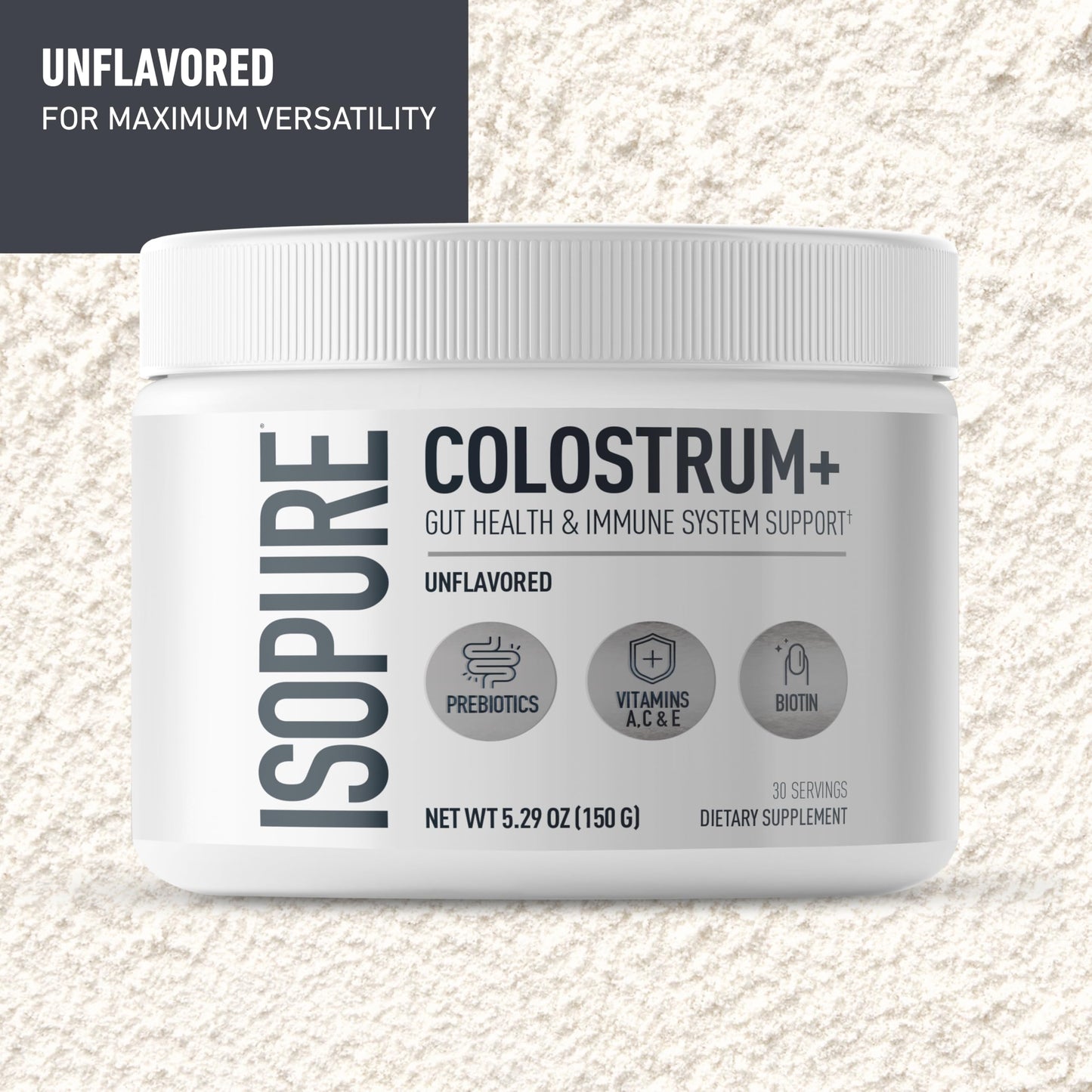 Isopure Bovine Colostrum Supplement Powder, Gently Processed, 90 Servings