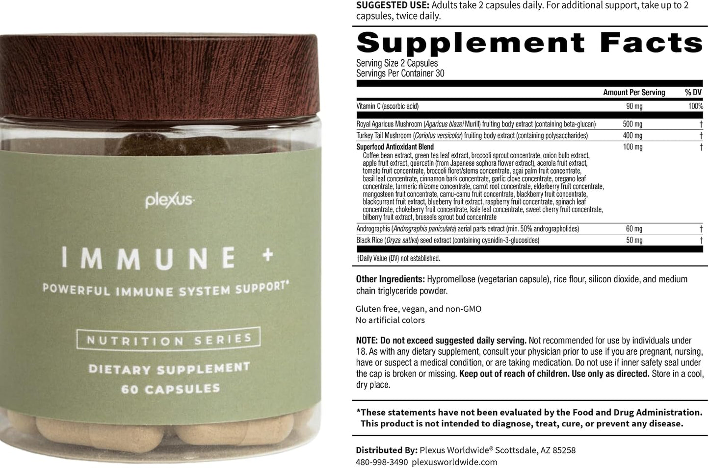 Plexus Immune +™ 60 Capsules | Nutrient blend with DHA, choline, lutein & prebiotic fiber — suitable for kids 2+