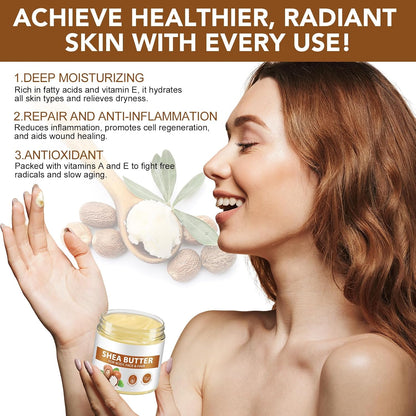 Shea Butter Raw, Pure Natural Shea Butter for Face & Body with Vitamin A, E and F, Hand Cream, Long-Lasting Hydration & Deeply Moisturizing for Dry, Cracked Skin, SkinCare, Keeps Skin Healthy 7.8 oz